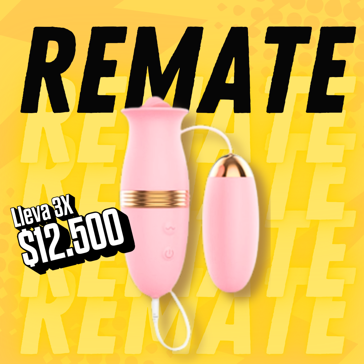 Vibrador con Huevo Rosado LILO LL-A1912 OUTLET / 3 uds - Lamedor