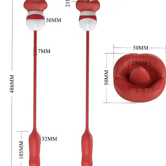 Vibrador percutor con lengua y labios adicional