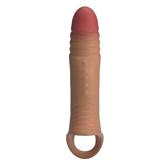 Funda Extensora de Pene con Vibración – Realista, Elástica y Texturizada (22 cm)