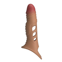 Funda Extensora de Pene con Vibración – Realista, Elástica y Texturizada (22 cm)