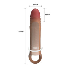Funda Extensora de Pene con Vibración – Realista, Elástica y Texturizada (22 cm)
