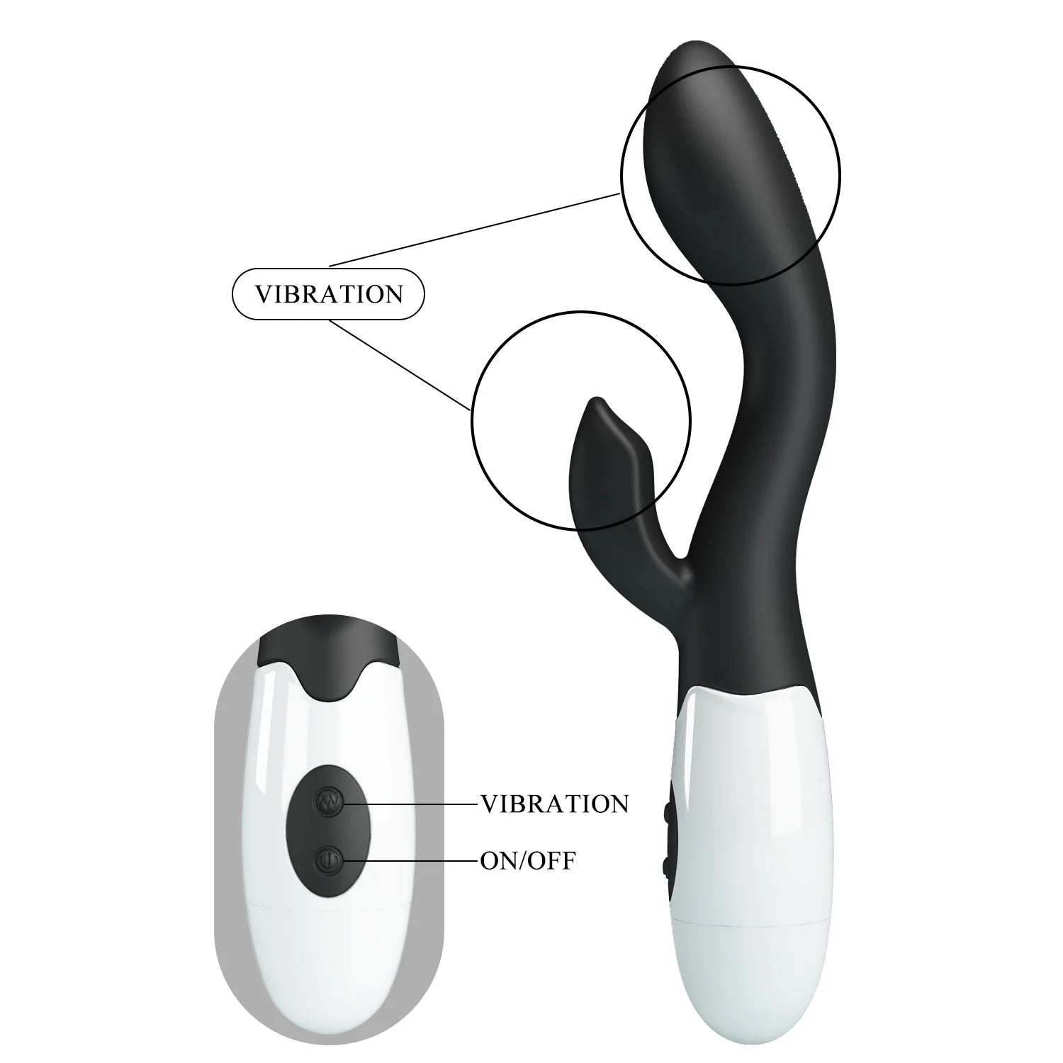 Vibrador con Estimulador de Clítoris Brighty negro