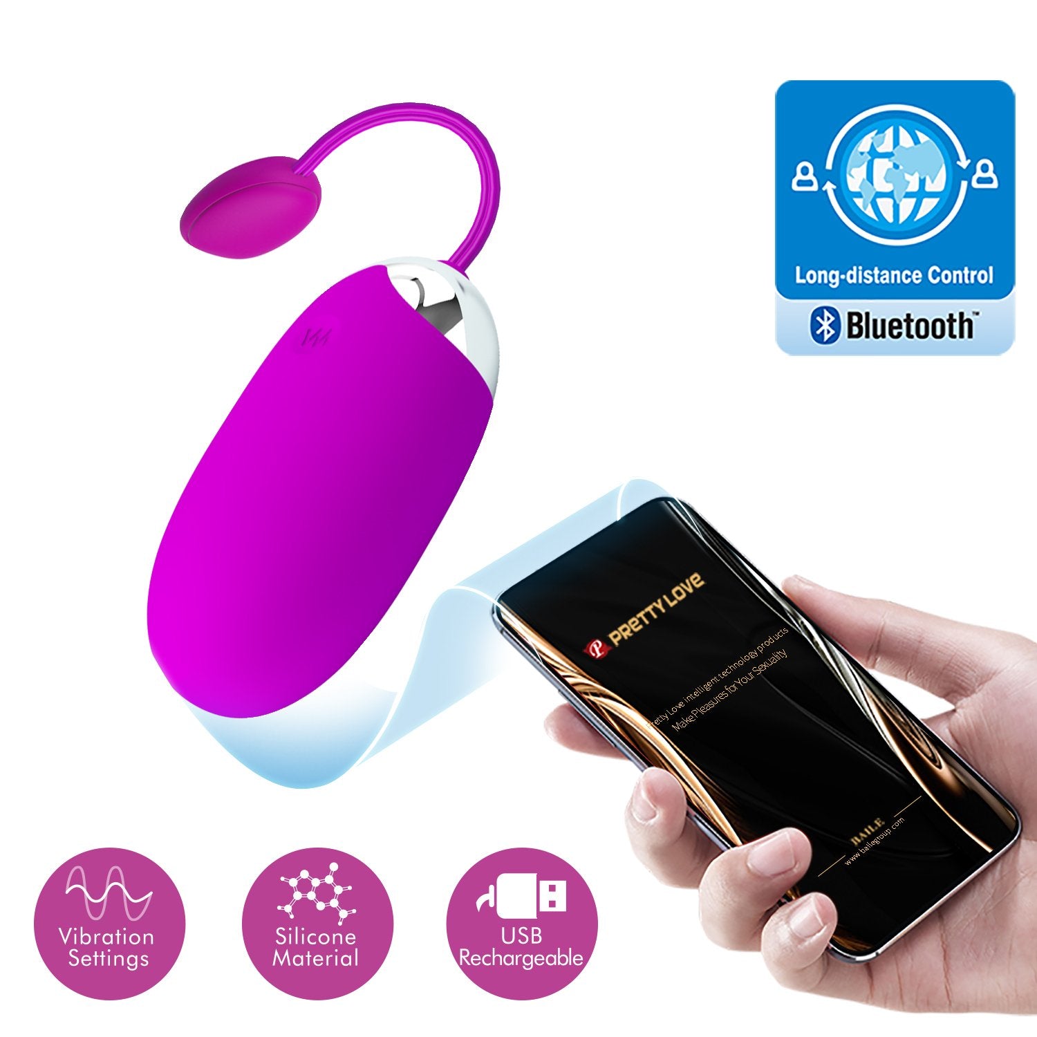 Huevo Vibrador con APP PRETTYLOVE BI-014362HP