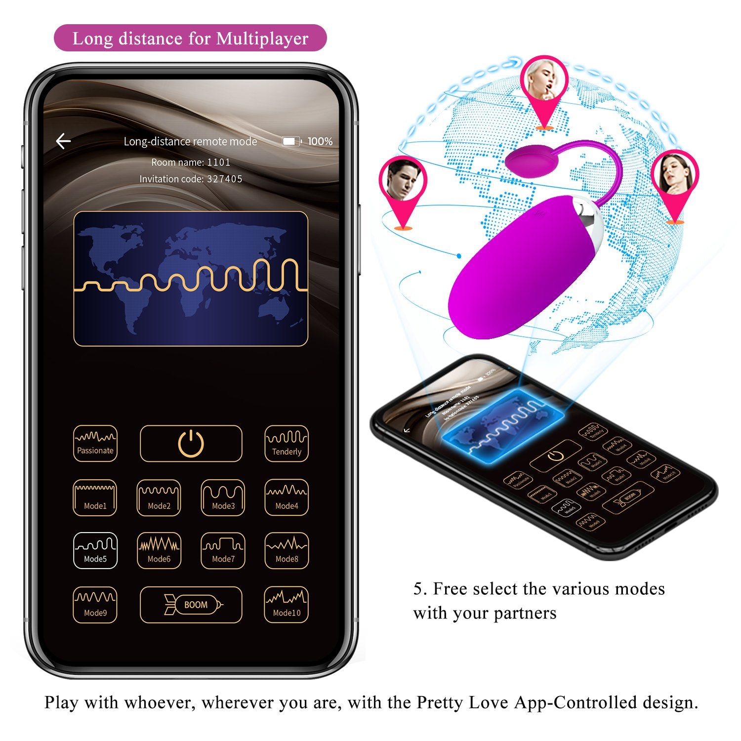 Huevo Vibrador con APP PRETTYLOVE BI-014362HP