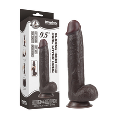 Lovetoy Dong de Doble Capa con Piel Deslizante, Realismo y Placer en Negro