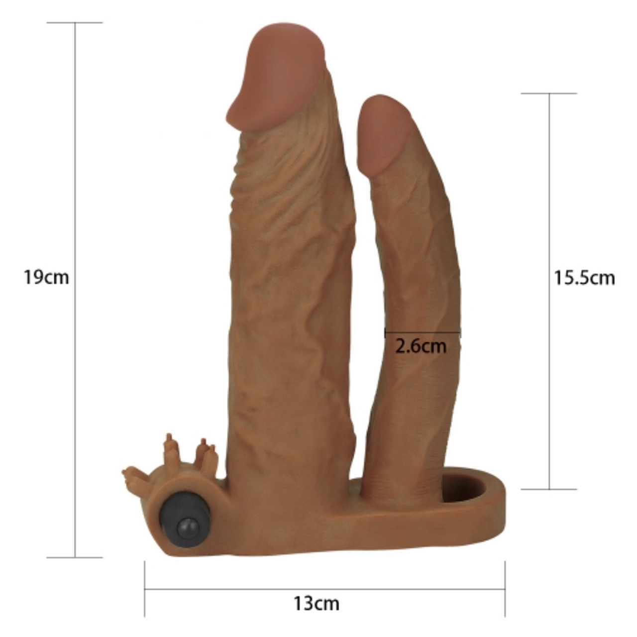 Funda para pene vibratoria doble Pleasure X Tender +5cm LOVETOY LV314101