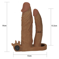 Funda para pene vibratoria doble Pleasure X Tender +5cm LOVETOY