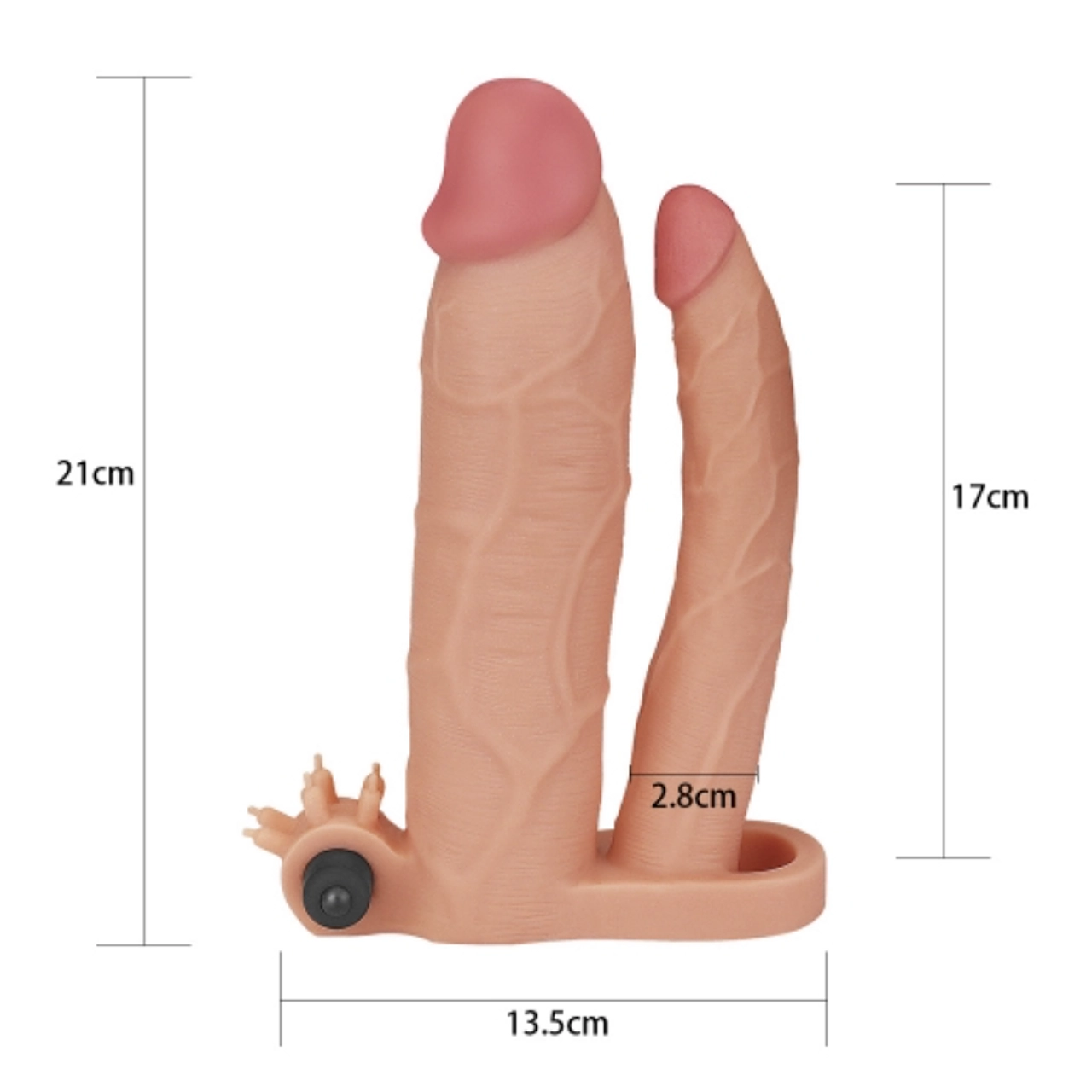 Funda para pene vibratoria doble Pleasure X Tender +5cm LOVETOY LV314102