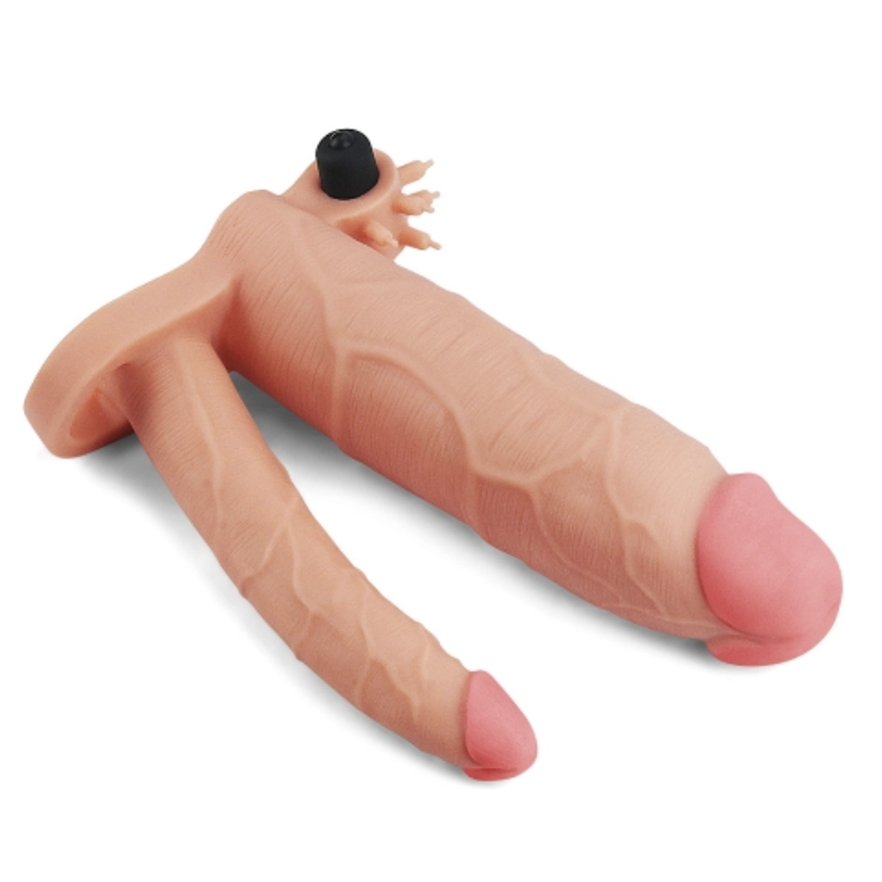 Funda para pene vibratoria doble Pleasure X Tender +5cm LOVETOY LV314102