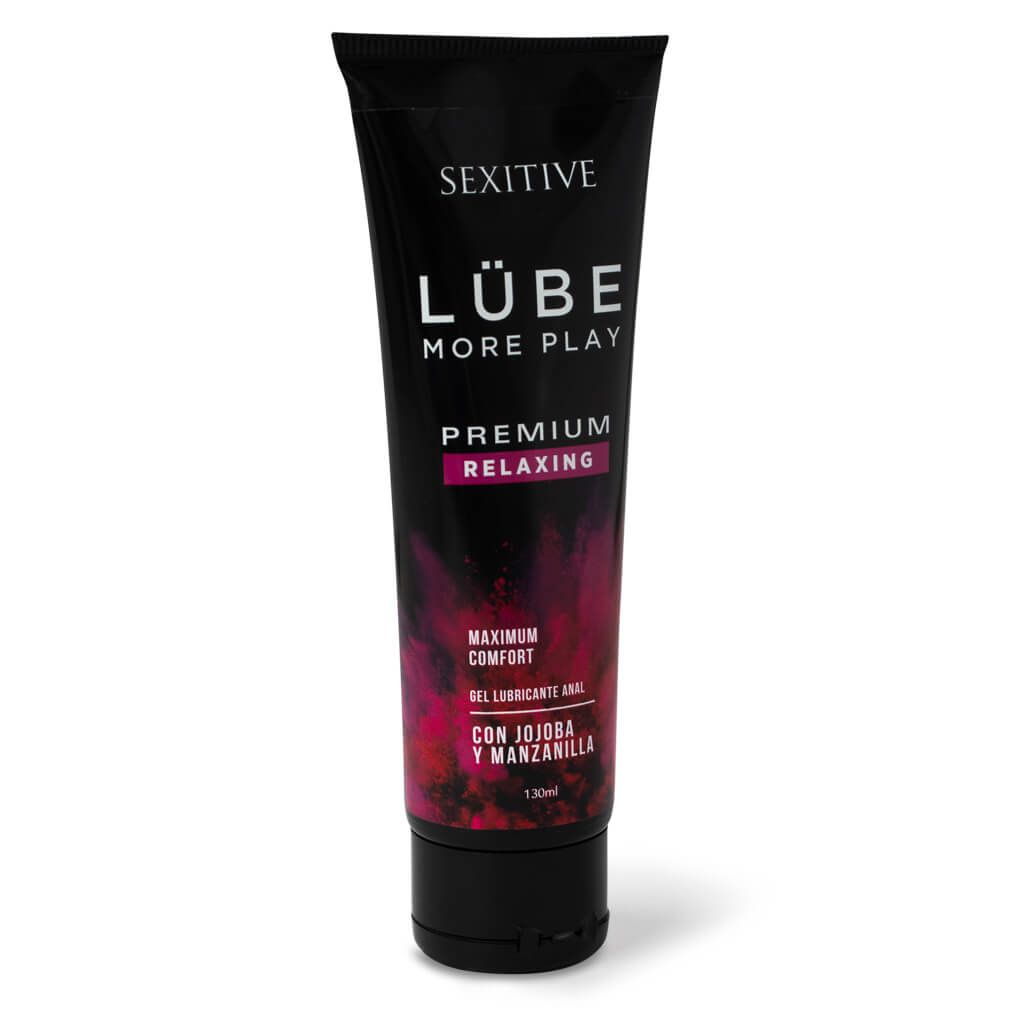Lubricante Personal Anal LUBE PREMIUM Relaxing. Con alta concentración de extractos de Jojoba que relajan y hacen que la piel sea suave y sedosa. 130ml