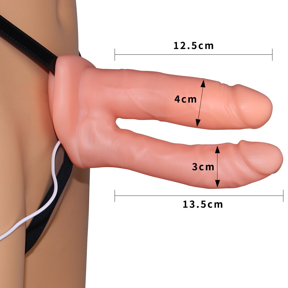 Arnés sexual funda doble y vibración Hollow LOVETOY LV3006