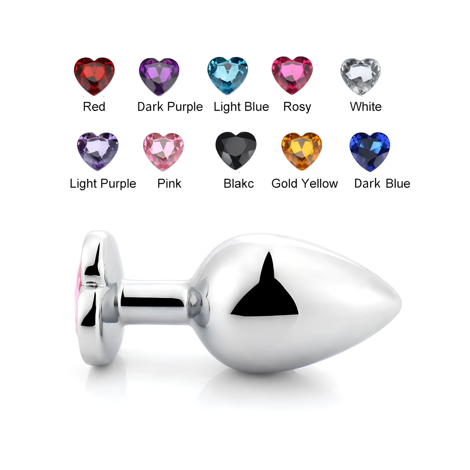 Plug metálico con joya Corazón Talla S W-051S