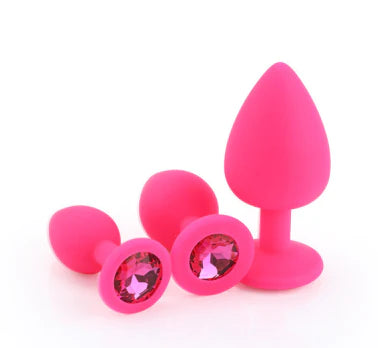 Plug anal kit joyas silicona fucsia