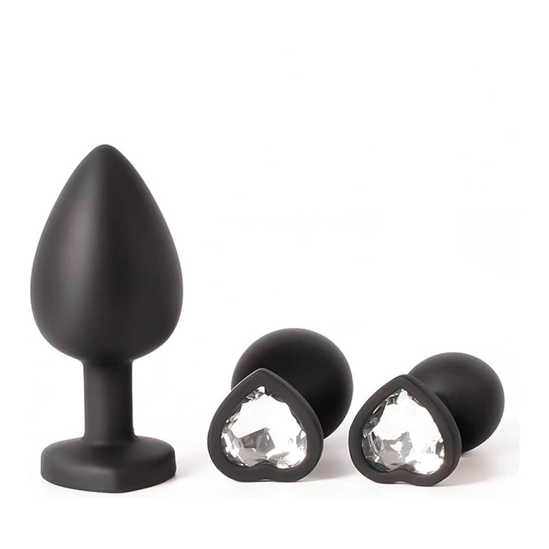 Plug anal kit joyas silicona negro