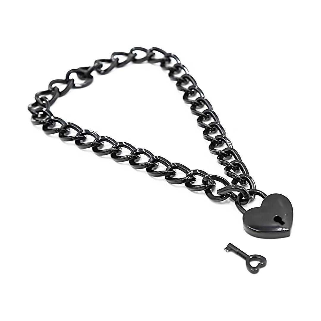 Collar candado de corazón RYWC-250 OUTLET / 10 uds - Negro
