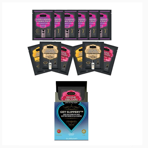 Set 12 Sachets Kama Sutra Néctar Divino + Amor Líquido " Get Wet "