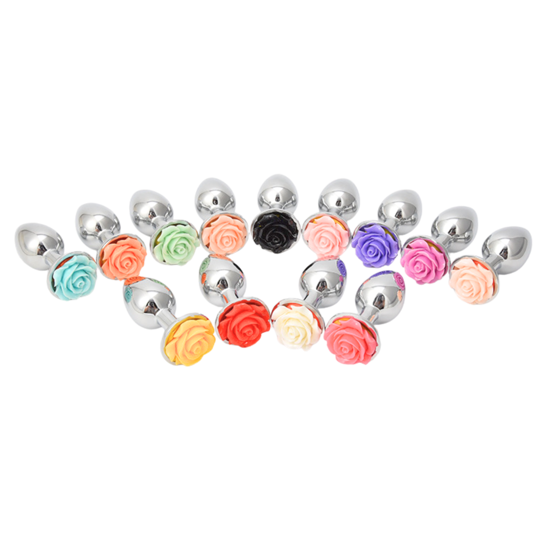 Plug metálico con joya Rosa Talla M JX-A059M
