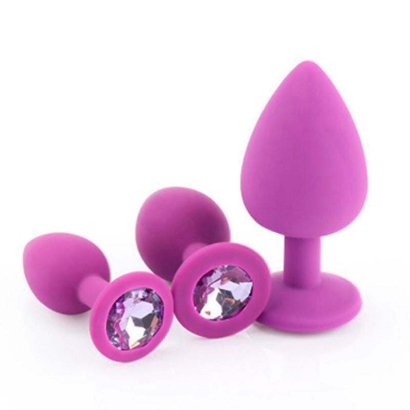 Plug anal kit joyas silicona morado