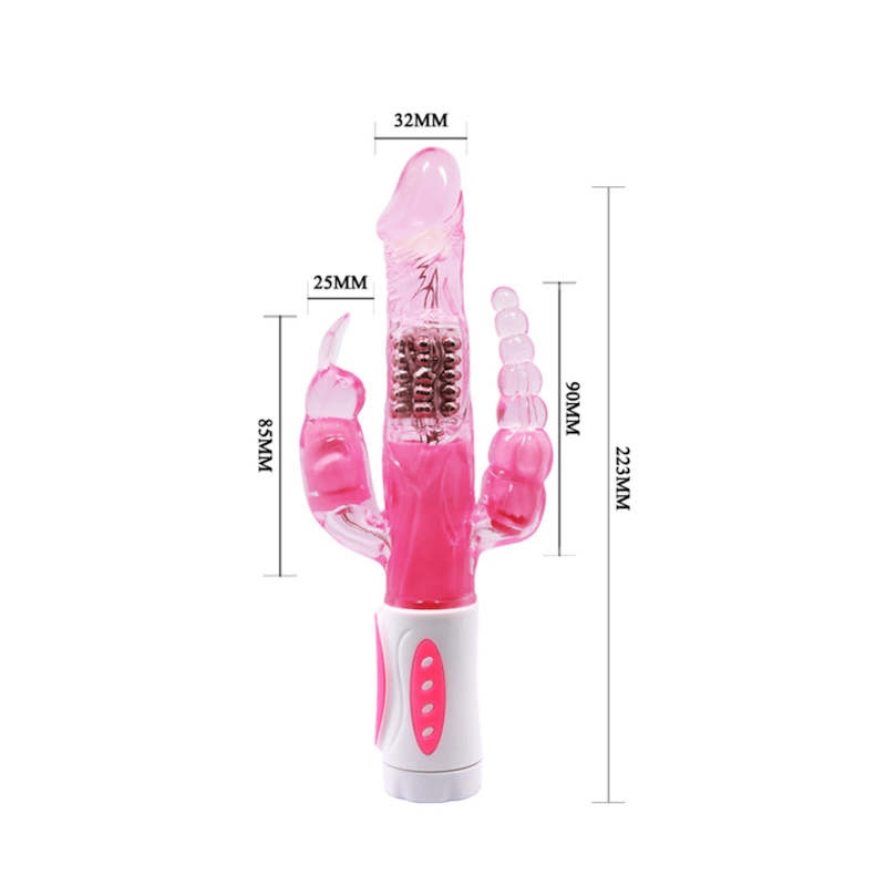 Vibrador de Estimulación Triple y Rotación 12 Velocidades dimensiones