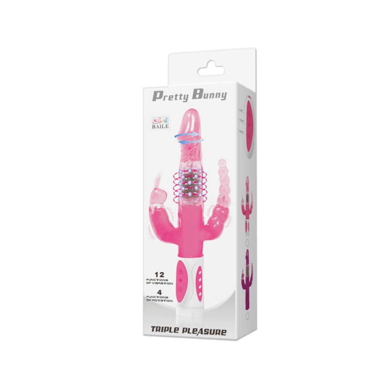 Caja de Vibrador de Estimulación Triple y Rotación 12 Velocidades