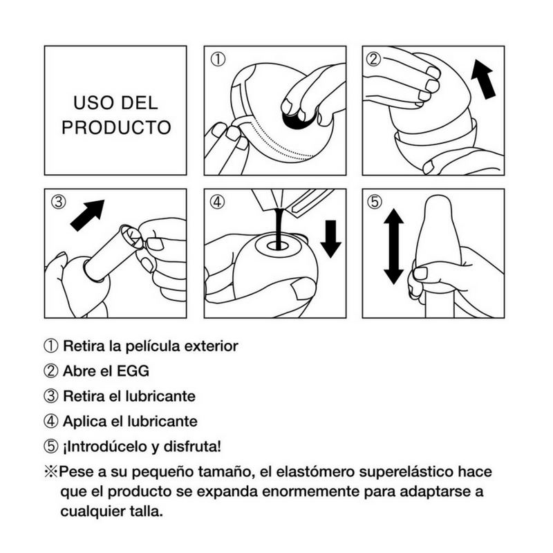 Estimulador Masculino Tenga Eggs instrucciones de uso de producto