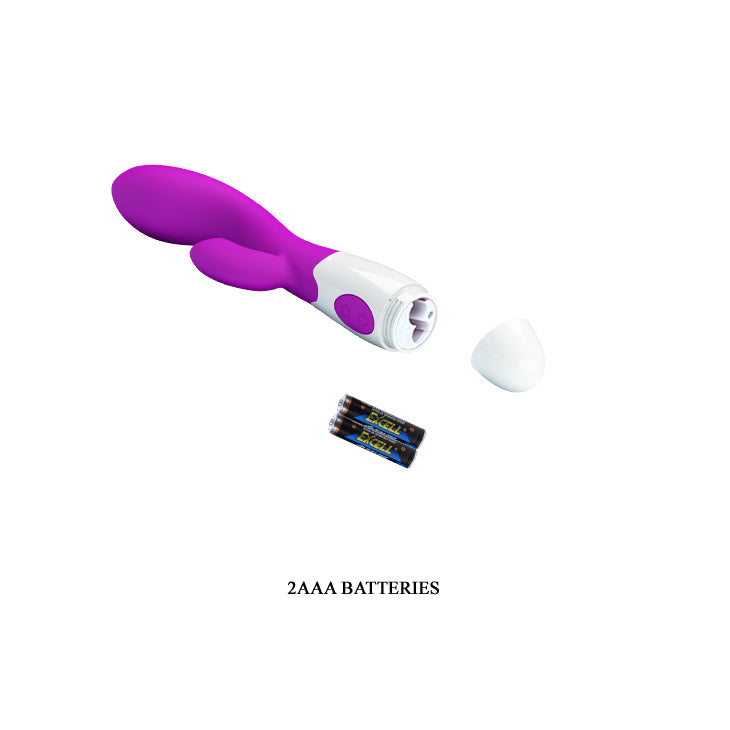 Vibrador con Estimulador de Clítoris Brighty con compartimiento de baterías abierto