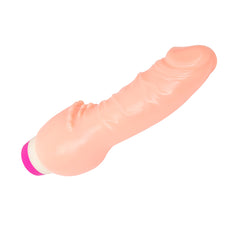 Vibrador Realista de Color Piel Curvo en Punta 19 cm vista lateral