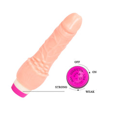 Vibrador Realista de Color Piel Curvo en Punta 19 cm close up manilla de opciones