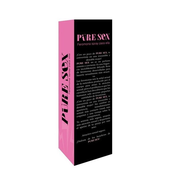 Reverso de Caja de Feromonas Femeninas PURE SEX con perfume