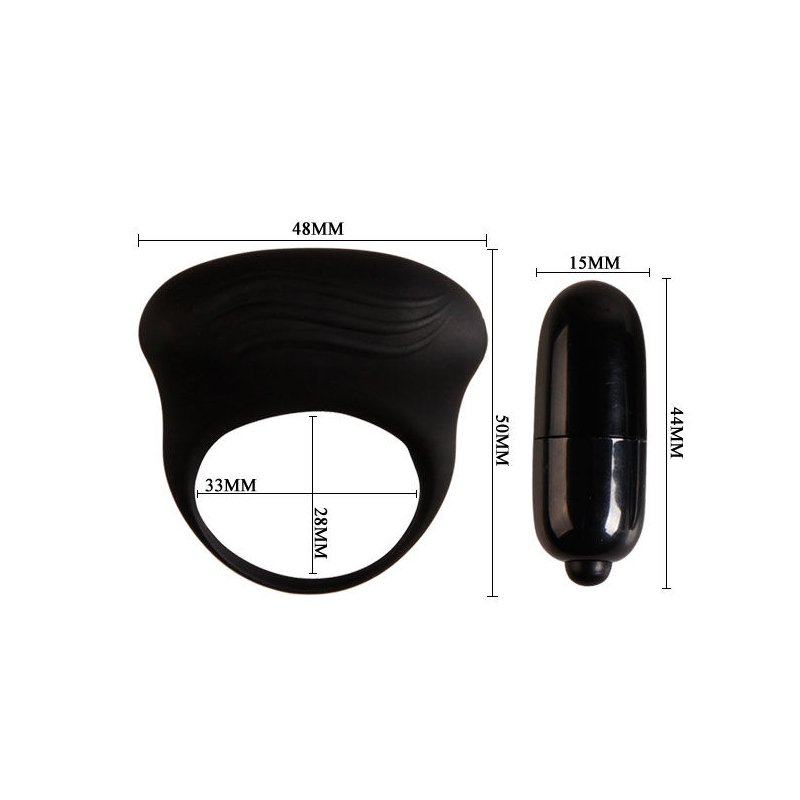 Anillo Vibrador Bertran de Silicona dimensiones con balita
