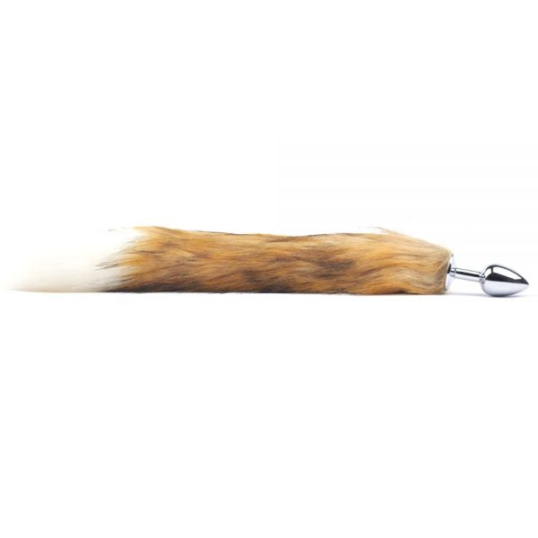 Dilatador con Cola Zorro Café y Blanco 35 cm estirada