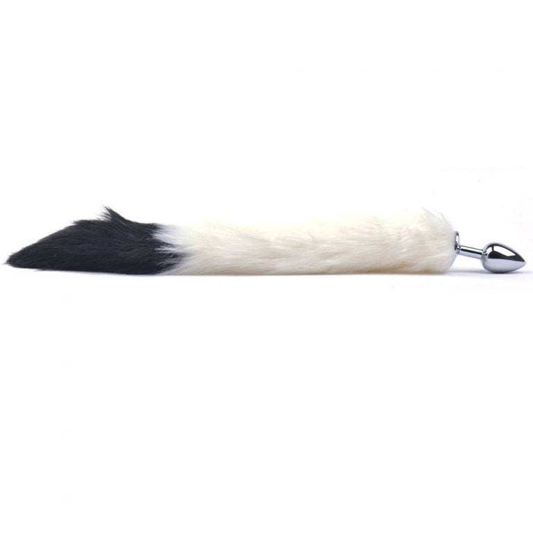 Dilatador con Cola Zorro Blanco y Negro 35 cm cola estirada