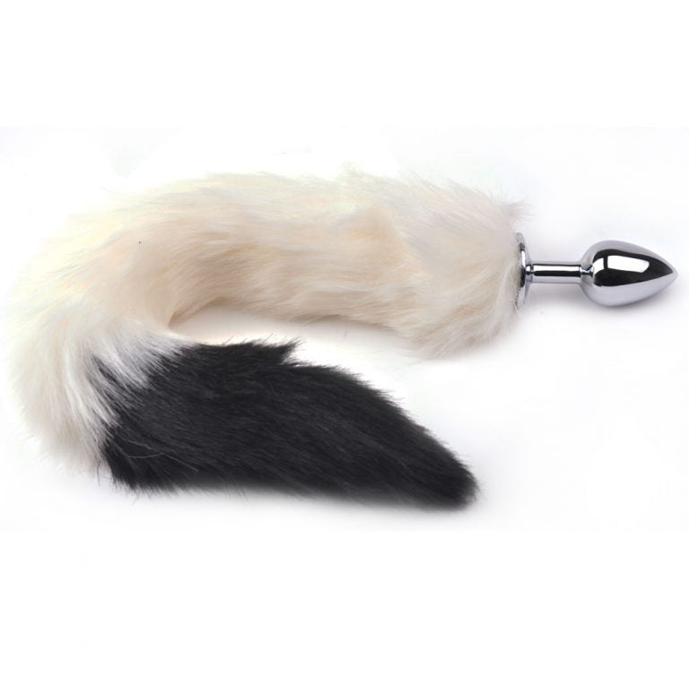 Dilatador con Cola Zorro Blanco y Negro 35 cm